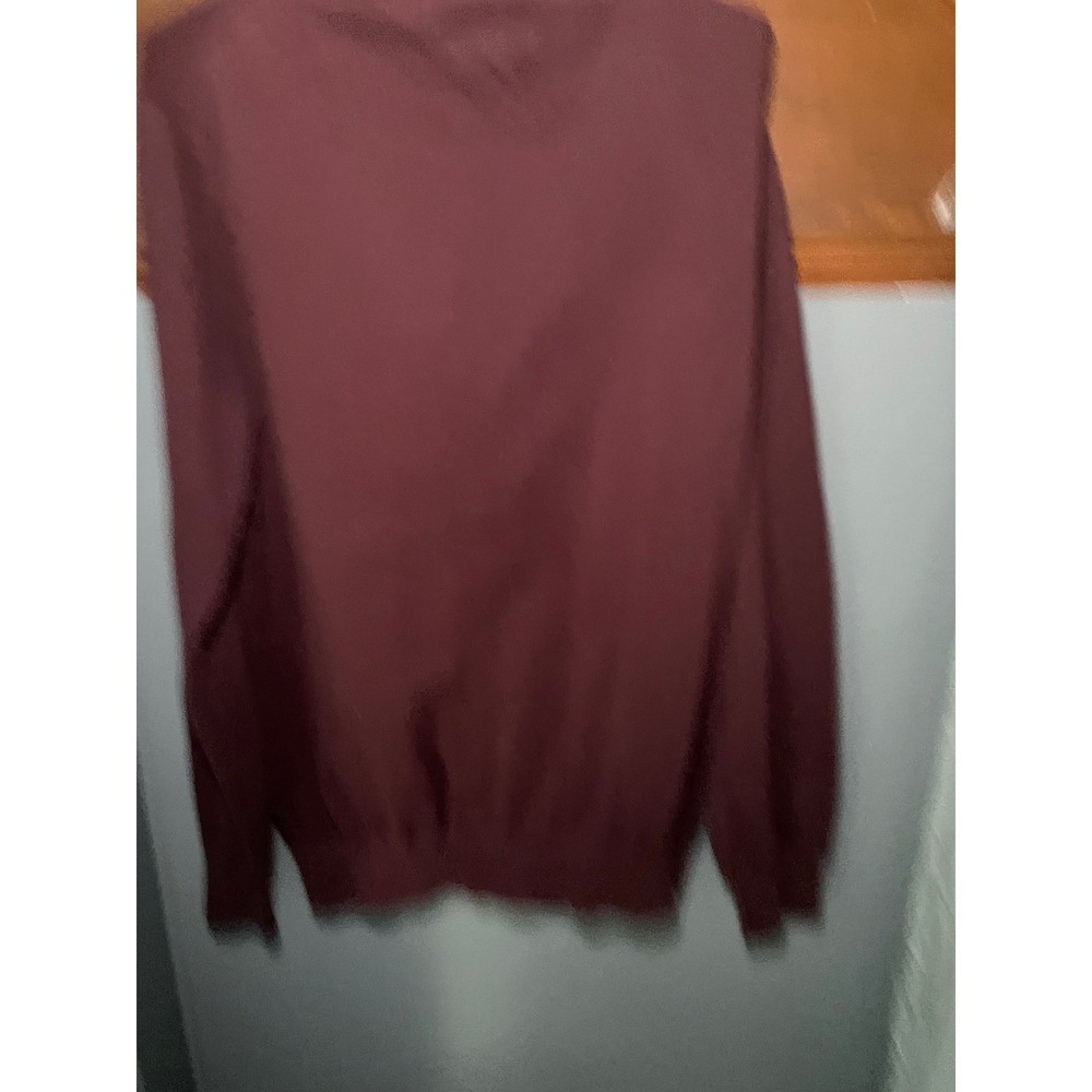 Tommy Hilfiger Mens XL Burgundy Maroon 1/4 Zip Cotton Knit Sweater Mock Neck - Picture 2 of 4